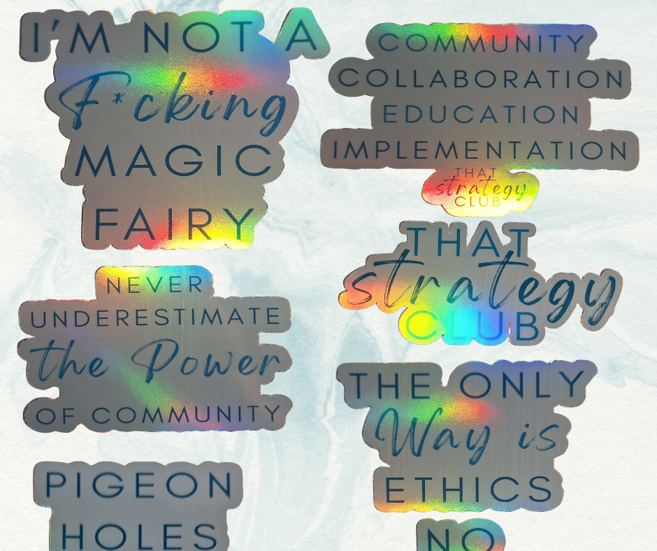 Holographic stickers with various quotes on from Lisa Johnson